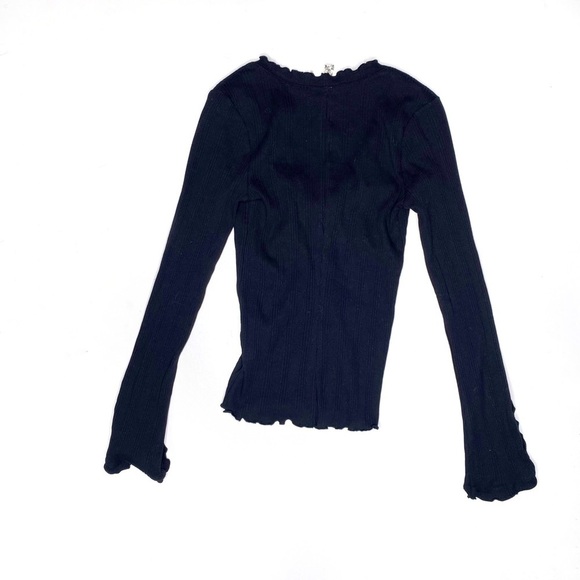 Intimately Free People Ribbed V Neck along Sleeve Top Black XS - Picture 6 of 6
